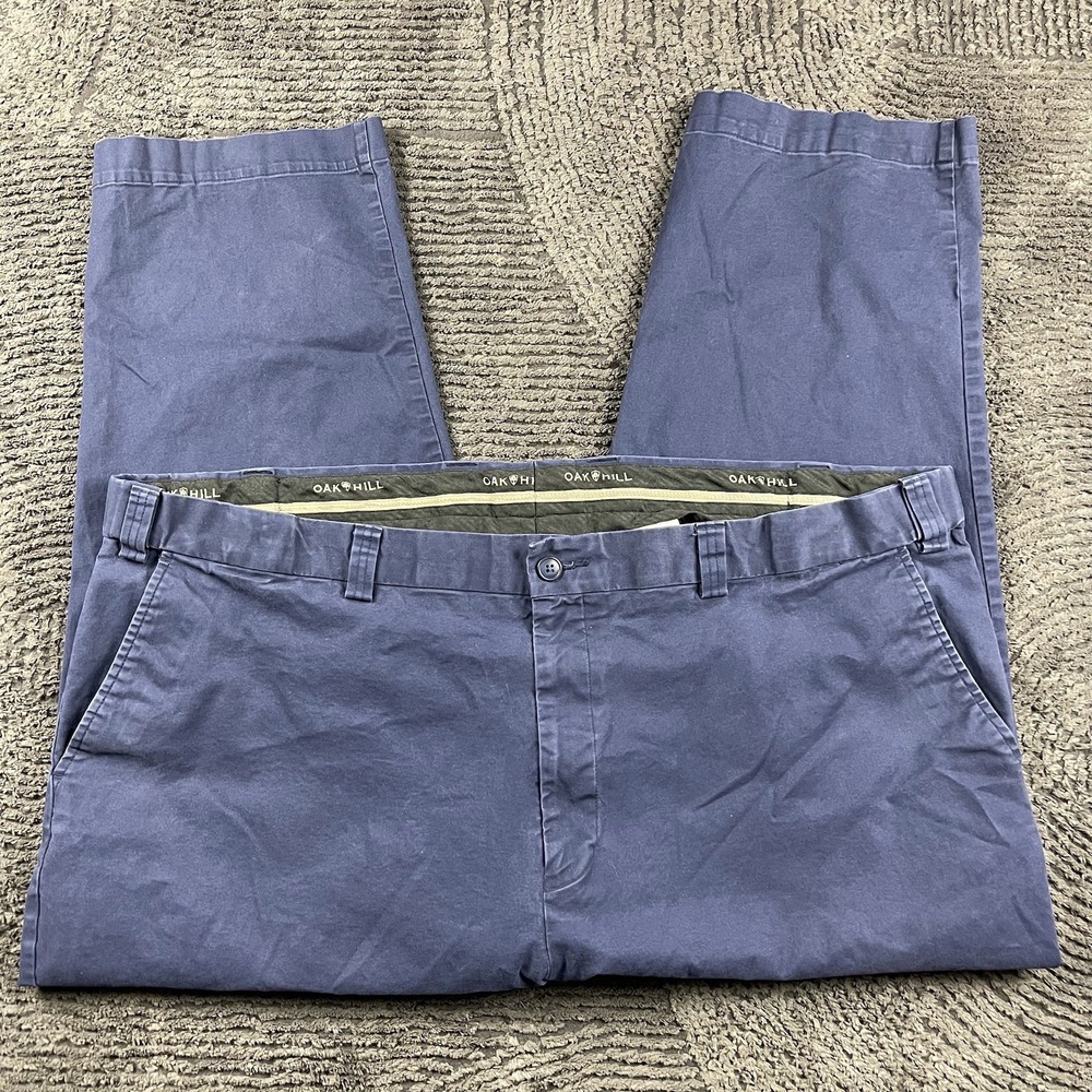 Oak Hill Men's Pants 47x25 Blue Chino Stretch Casual Dress Slacks Cotton Blend